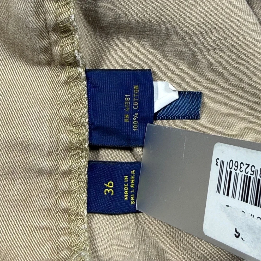 Polo Ralph Lauren Mens Chino Shorts Tan Khaki Cotton Twill Flat Front 36